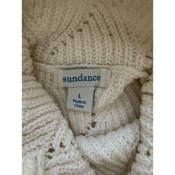 Sundance scallop edge turtleneck sweater, off-white, size Large. - Picture 2 of 5